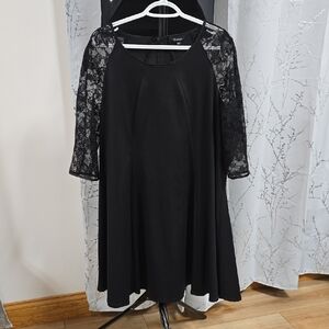 Simply Be Black Dress with Lace Sleeves